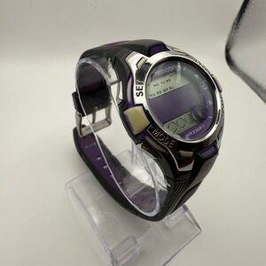 Armitron Sport Women's Black Resin Strap Digital Chronograph Watch Green Accent